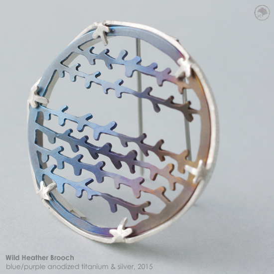 2015 Wild Heather Brooch: Anodized Titanium and Silver