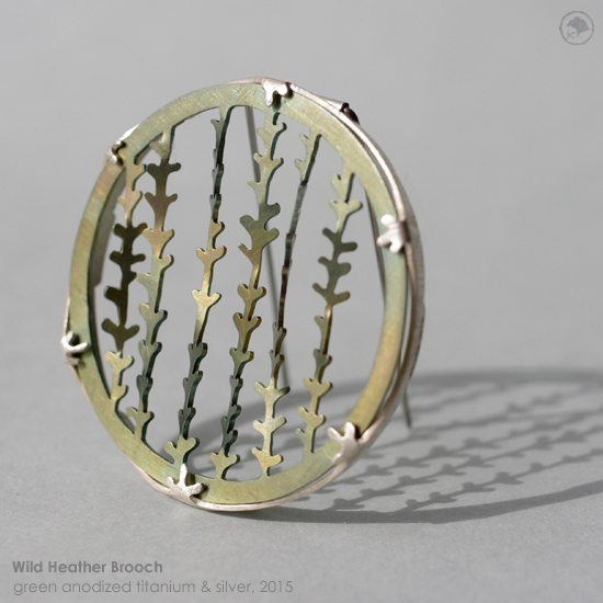 2015 Wild Heather Brooch: Anodized Titanium and Silver