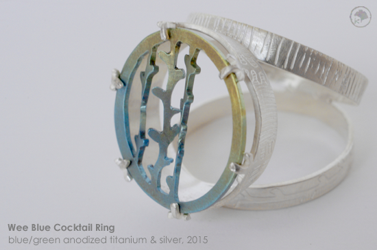 2015 Wee Blue Cocktail Ring: Titanium and Silver