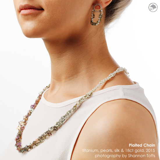 2015 Plaited Chain: Titanium, Pearls, Silk and 18ct Gold